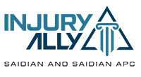 Injury Ally Logo.  Injury Ally text with a pyramid and column between it making an abstract I and A.